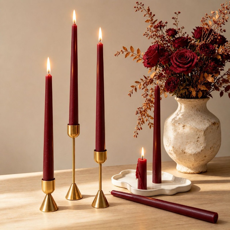 Soy Wax - Velas de cera de cor bordô,