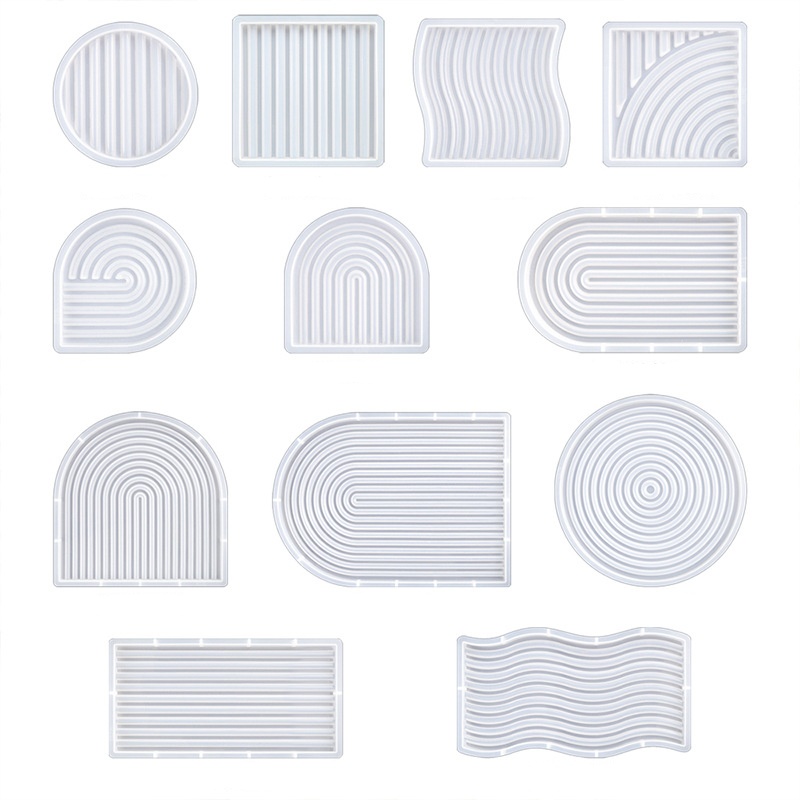 Candle Molds - Diy listrado onda bandeja molde para