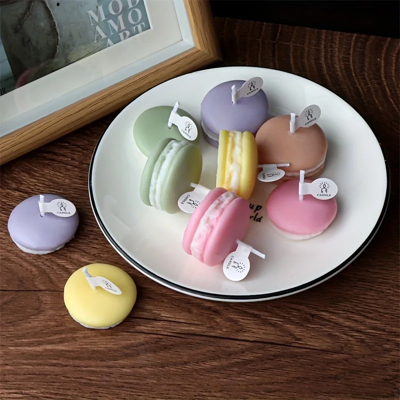 Soy Wax - Velas realistas em forma de macaron,